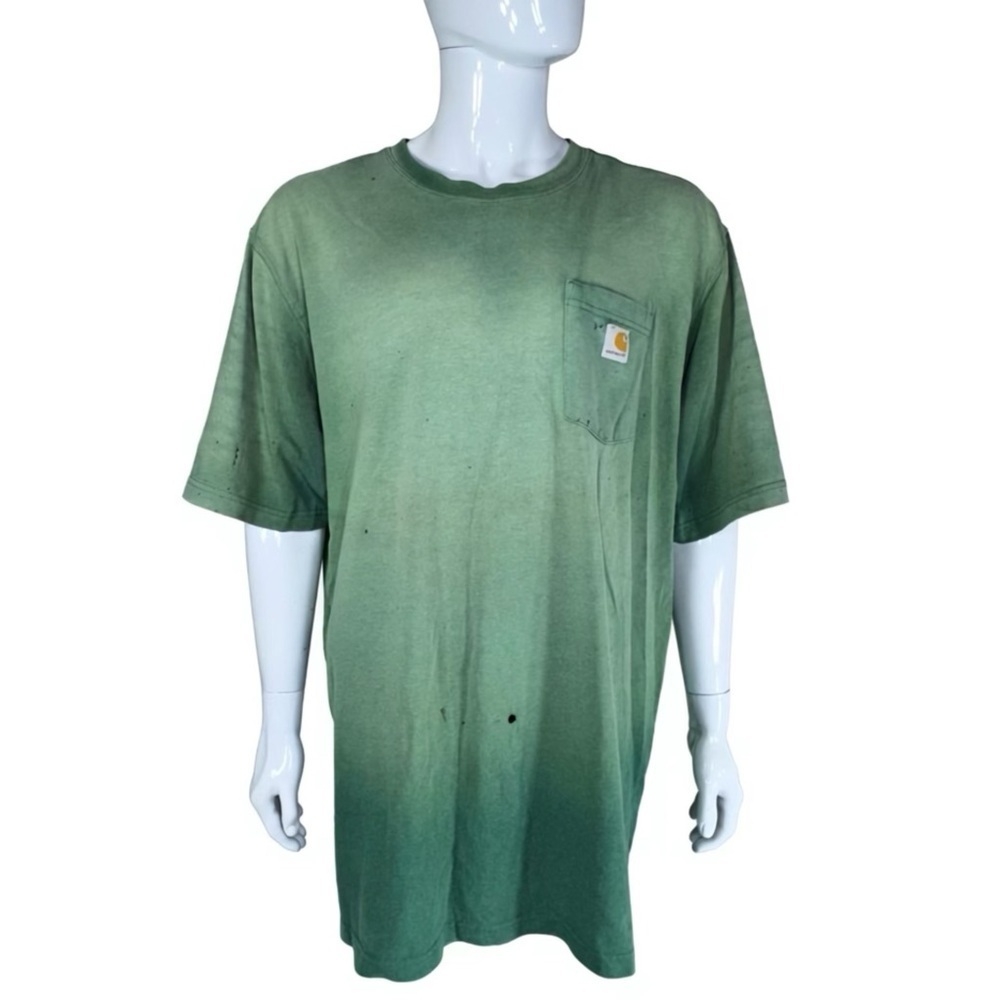 Carhartt Men's Extreme Worn Condition Distressed Green Pocket Loose Fit Tee Tall